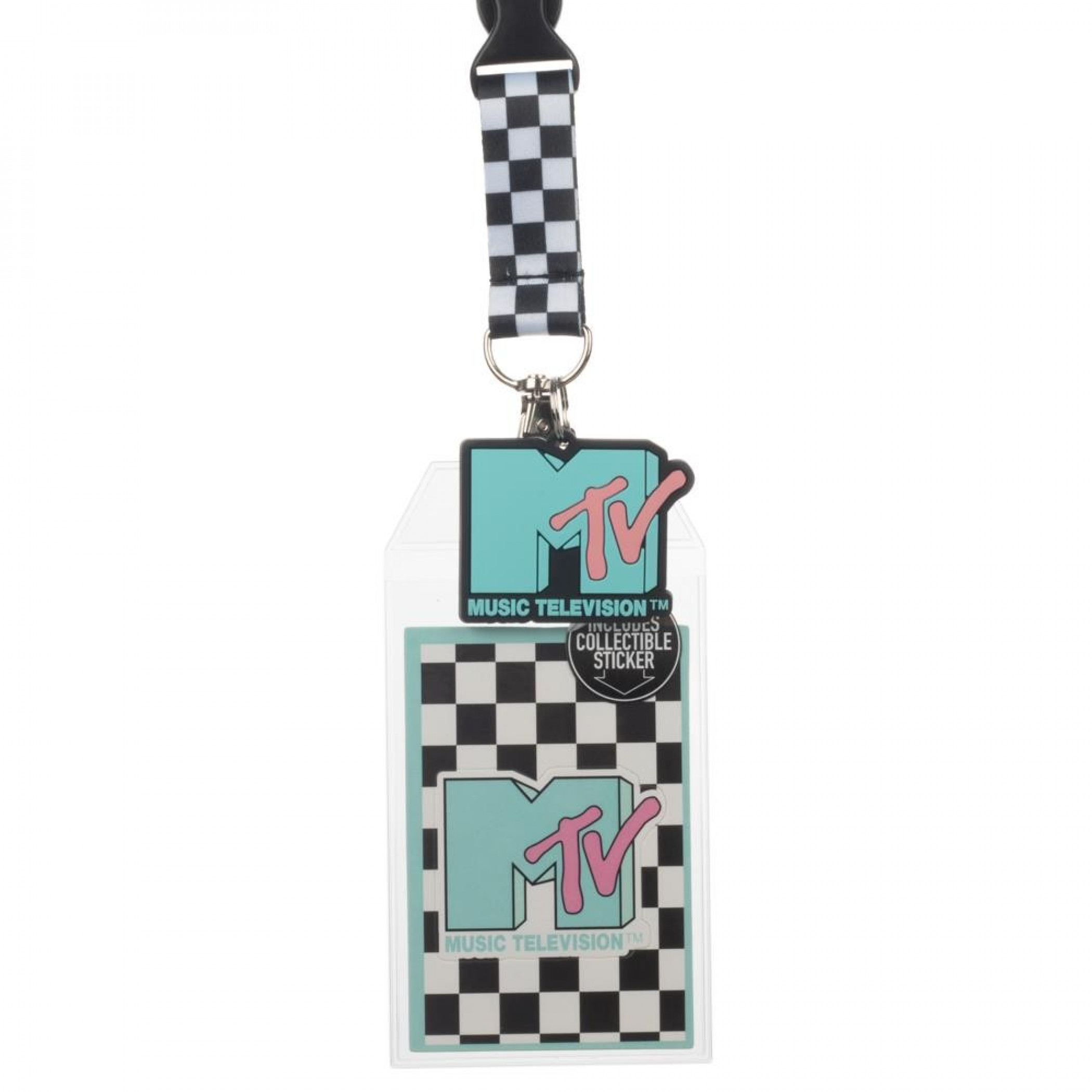 MTV Repeating Pattern Lanyard with Charm and Sticker